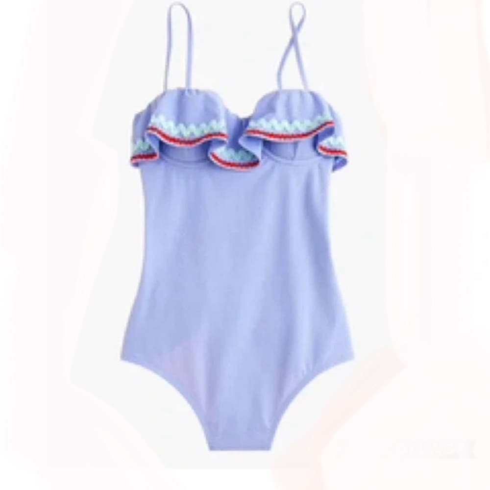 J. Crew Ruffle underwire one-piece swimsuit in piqué nylon with Ric Rac …